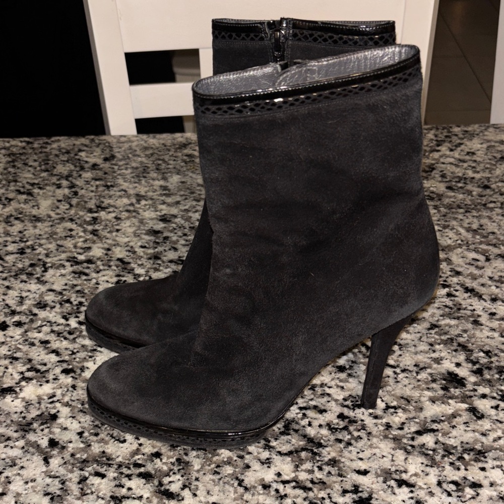 Stuart Weitzman Black Suede Heeled Boots Size 8.5